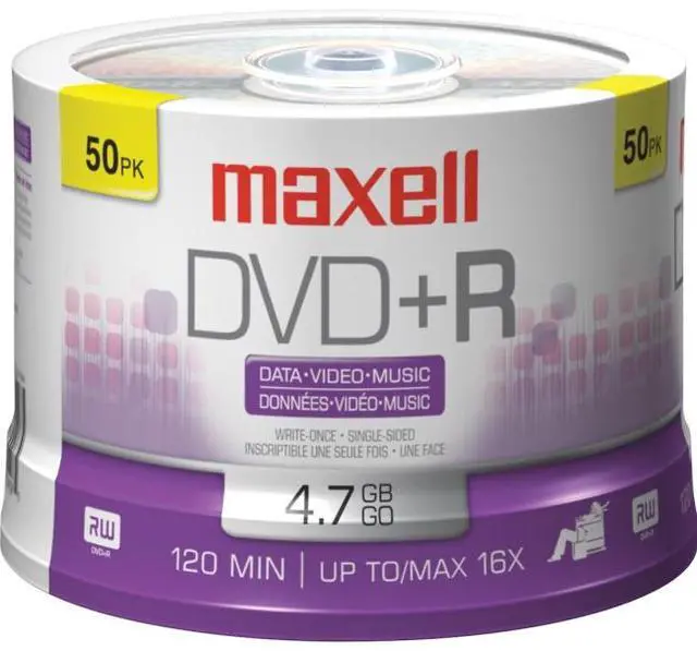 Main image of maxell 4.7GB 16X DVD+R 50 Packs Spindle Disc Model 639013