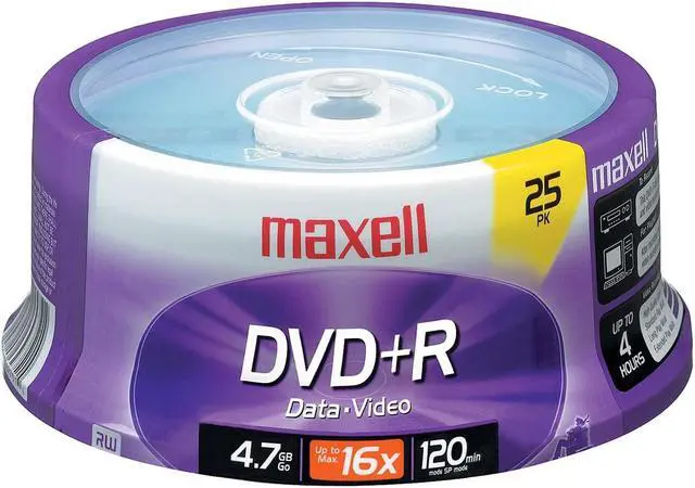 Main image of maxell 4.7GB 16X DVD+R 25 Packs Spindle Disc Model 639011