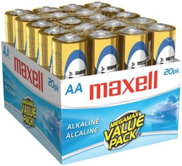 Maxell LR6 20MP AA Gold Series Alkaline Battery Retail Pack - 20 Pack ...
