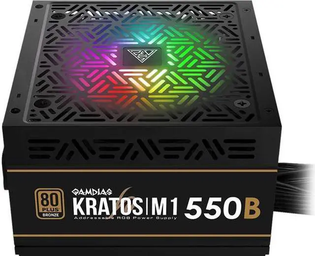 Main image of Gamdias Kratos M1-550B 550 W ATX12V v2.2 80 PLUS BRONZE Certified Non-Modular Active PFC Power Supply with Built-in RGB Lighting Effects and Addressable LEDs