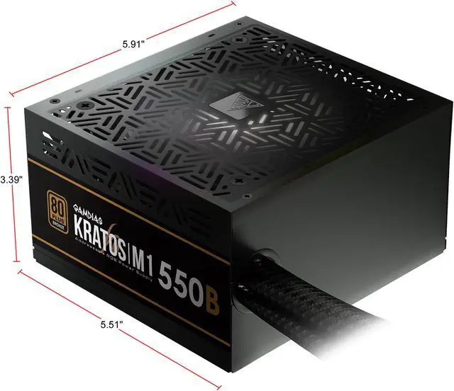 Alt view image 2 of 4 - Gamdias KRATOS M1-550B GD-KRATOS M1-550B w/o RGB 550 W ATX12V v2.2 80 PLUS BRONZE Certified Non-Modular Active PFC Power Supply - OEM