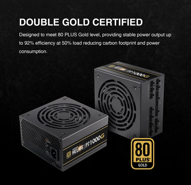 Alt view image 3 of 20 - Gamdias HELIOS P2-1000G 1000 W ATX 3.1 Compatible 80 PLUS GOLD Certified Full Modular APFC with PF value of 0.99 PFC Power Supply