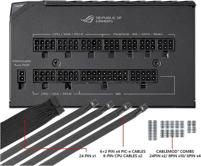 Alt view image 4 of 7 - ASUS ROG Thor 850 80+ Platinum 850W Fully Modular RGB Power Supply with LIVEDASH OLED Panel and 10 Year Warranty