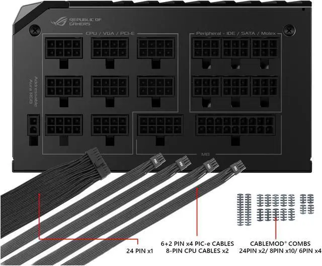 Alt view image 4 of 7 - ASUS ROG Thor 1200 80+ Platinum 1200W Fully Modular RGB Power Supply with LIVEDASH OLED Panel and 10 Year Warranty
