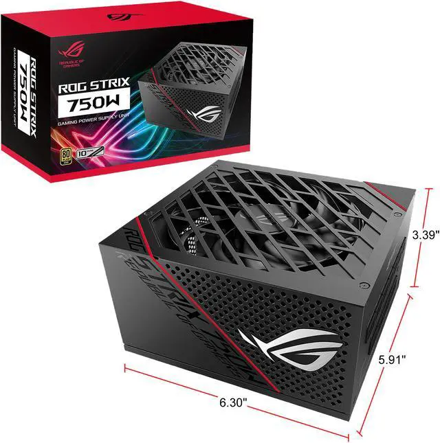 Alt view image 8 of 8 - ASUS ROG Strix 750 Fully Modular 80 Plus Gold 750W ATX Power Supply with 0dB Axial Tech Fan and 10 Year Warranty