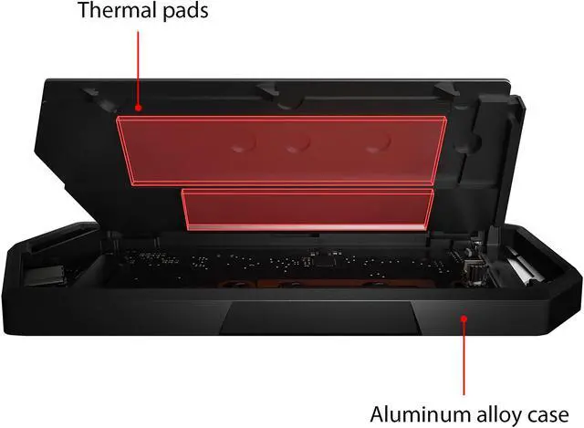 Alt view image 8 of 8 - ASUS ROG STRIX Arion Aluminum Alloy M.2 NVMe SSD External Portable Enclosure Case Adapter, USB 3.2 Gen 2 Type-C (10 Gbps), USB-C to C and USB-C to A Cables, Fits PCIe 2280/2260/2242/2230 M Key/B+M Key