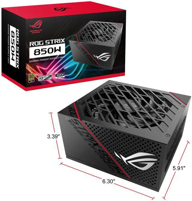 Alt view image 8 of 8 - ASUS ROG STRIX 850G 850W Gold Power Supply, ROG Heatsinks, Axial-tech Fan Design, Dual Ball Fan Bearings, 0dB Technology, 80 PLUS Gold Certification, Fully Modular Cables, 10-Year Warranty
