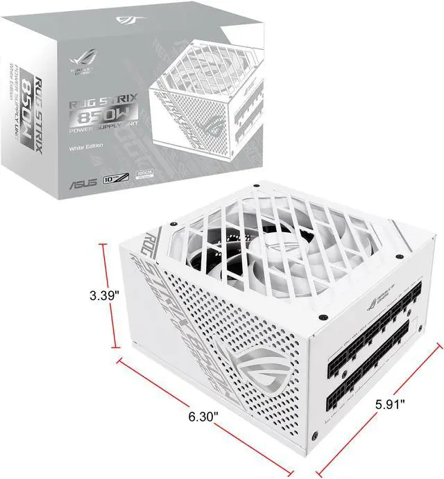 Alt view image 7 of 7 - ASUS ROG STRIX 850G 850W White Edition Power Supply, ROG Heatsinks, Axial-tech Fan Design, Dual Ball Fan Bearings, 0dB Technology, 80 PLUS Gold Certification, Fully Modular Cables, 10-year Warranty