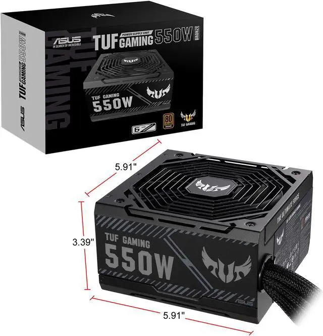 Alt view image 8 of 8 - ASUS TUF GAMING 550W Bronze PSU, Power Supply, Axial-tech Fan Design, Dual Ball Fan Bearings, 0dB Technology, 80 PLUS Bronze Certification, 80cm 8-pin CPU Connector, 6-year Warranty