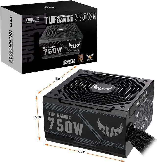 Alt view image 8 of 8 - ASUS TUF GAMING 750W Bronze PSU, Power Supply, Axial-tech Fan Design, Dual Ball Fan Bearings, 0dB Technology, 80 PLUS Bronze Certification, 80cm 8-pin CPU Connector, 6-year Warranty