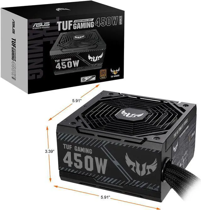 Alt view image 8 of 8 - ASUS TUF GAMING 450W Bronze PSU, Power Supply (Axial-tech Fan Design, Dual Ball Fan Bearings, 0dB Technology, 80 PLUS Bronze Certification, 80cm 8-pin CPU Connector, 6-year Warranty)