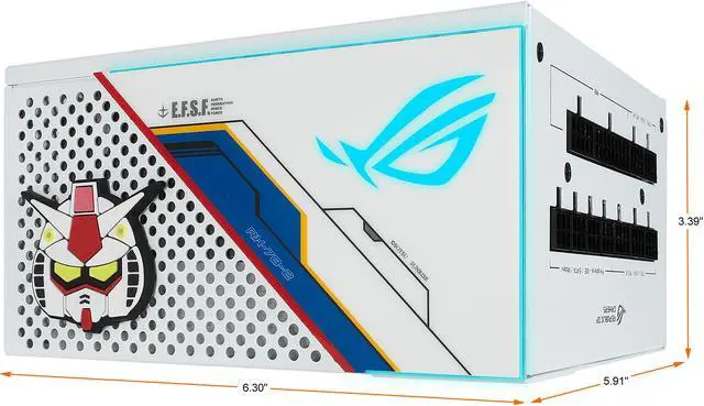 Alt view image 3 of 9 - ASUS ROG STRIX 850W GUNDAM EDITION PSU, (Limited Edition, ROG Heatsinks, Axial-tech Fan Design, Dual Ball Fan Bearings, 0dB Technology, 80 PLUS Gold Certification, Fully Modular Cables) Power Supply