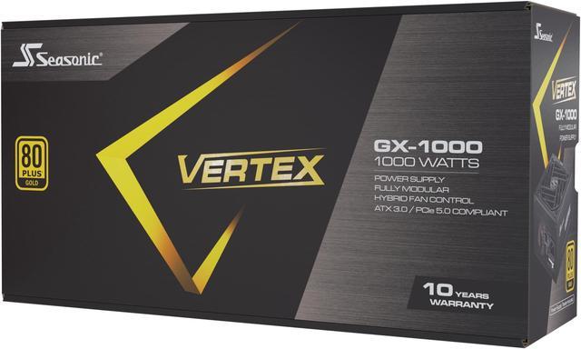 Seasonic VERTEX GX-1000, 1000W 80+ Gold, ATX 3.0 / PCIe 5.0 Compliant, Full  Modular, Fan Control in Fanless, Silent, and Cooling Mode, 12 Years