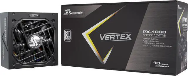 Main image of Seasonic VERTEX PX-1000, 1000W 80+ Platinum,  ATX 3.0 / PCIe 5.0 Compliant, Full Modular, Fan Control in Fanless, Silent, and Cooling Mode, 10 Years Warranty