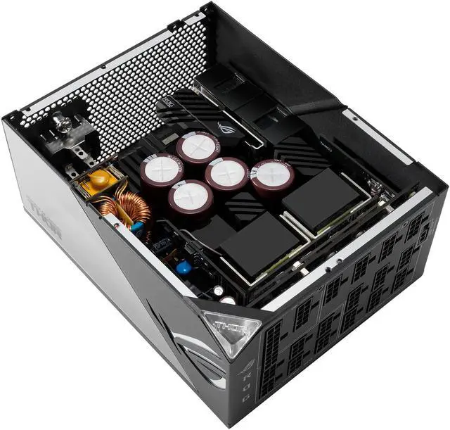 Alt view image 6 of 18 - ROG Thor 1600W Titanium (1600 Watt, Fully Modular Power Supply, 80+ Titanium, Lambda A++ Certified, GaN MOSFETs, Digital Power Control, ROG heatsinks, 135mm PWM fan, 0dB Mode, OLED Panel)