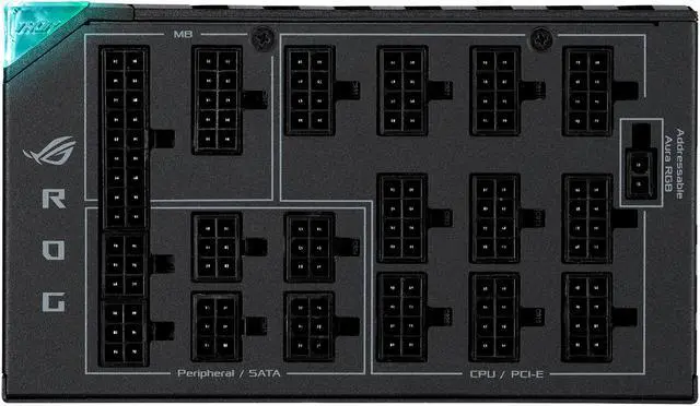 Alt view image 11 of 18 - ROG Thor 1600W Titanium (1600 Watt, Fully Modular Power Supply, 80+ Titanium, Lambda A++ Certified, GaN MOSFETs, Digital Power Control, ROG heatsinks, 135mm PWM fan, 0dB Mode, OLED Panel)