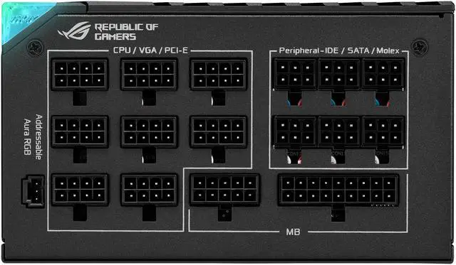 Alt view image 4 of 18 - ASUS ROG Thor 1200W Platinum II (1200 Watt, Fully Modular Power Supply, 80+ Platinum, Lambda A++ Certified, ROG heatsinks, 135mm PWM fan, 0dB Mode, OLED Panel, Sleeved Cables, Aura Sync)