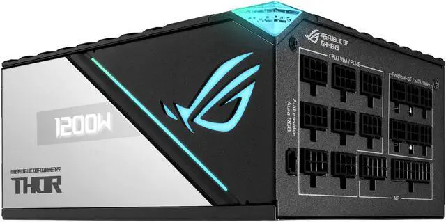 Alt view image 13 of 18 - ASUS ROG Thor 1200W Platinum II (1200 Watt, Fully Modular Power Supply, 80+ Platinum, Lambda A++ Certified, ROG heatsinks, 135mm PWM fan, 0dB Mode, OLED Panel, Sleeved Cables, Aura Sync)