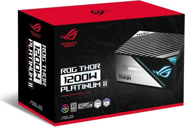 Alt view image 18 of 18 - ASUS ROG Thor 1200W Platinum II (1200 Watt, Fully Modular Power Supply, 80+ Platinum, Lambda A++ Certified, ROG heatsinks, 135mm PWM fan, 0dB Mode, OLED Panel, Sleeved Cables, Aura Sync)
