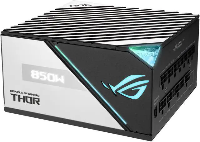 Alt view image 4 of 16 - ASUS ROG Thor 850W Platinum II (850Watt, Fully Modular Power Supply, 80+ Platinum, Lambda A++ Certified, ROG heatsinks, 135mm PWM fan, 0dB Mode, OLED Panel, Sleeved Cables, Aura Sync)
