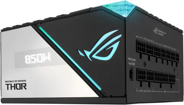 Alt view image 11 of 16 - ASUS ROG Thor 850W Platinum II (850Watt, Fully Modular Power Supply, 80+ Platinum, Lambda A++ Certified, ROG heatsinks, 135mm PWM fan, 0dB Mode, OLED Panel, Sleeved Cables, Aura Sync)