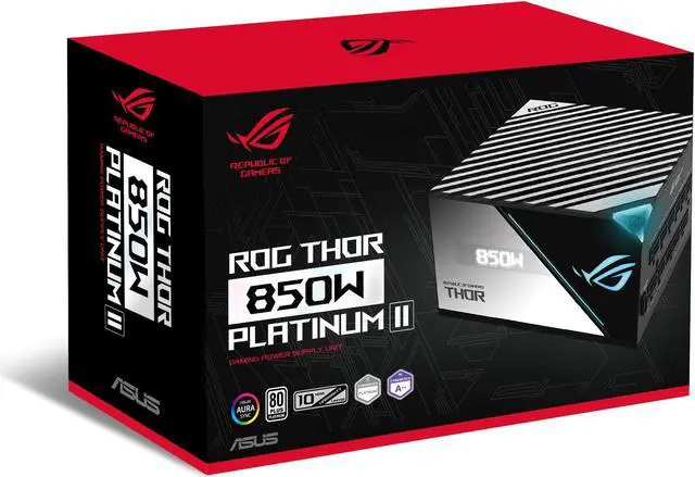 Alt view image 15 of 16 - ASUS ROG Thor 850W Platinum II (850Watt, Fully Modular Power Supply, 80+ Platinum, Lambda A++ Certified, ROG heatsinks, 135mm PWM fan, 0dB Mode, OLED Panel, Sleeved Cables, Aura Sync)