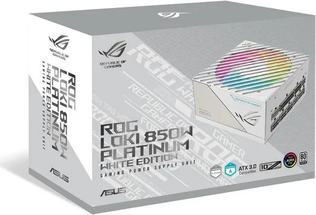 Alt view image 13 of 13 - ASUS ROG Loki SFX-L 850W Platinum White Edition (Fully Modular Power Supply, 80+ Platinum, 120mm PWM ARGB Fan, Aura Sync, ATX 3.0 Compatible, PCIe 5.0 Ready)