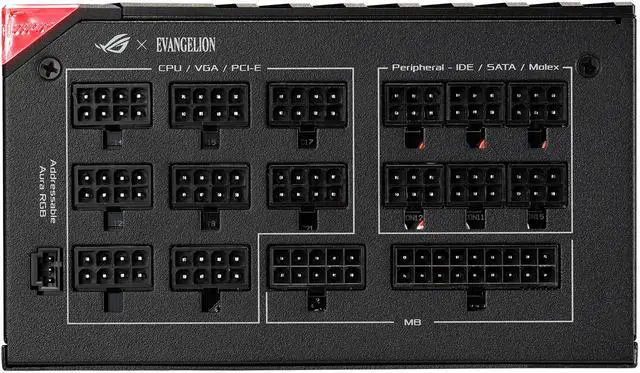 Alt view image 9 of 20 - ROG Thor 1000W Platinum II EVA Edition (1000 Watt, Fully Modular Power Supply, 80+ Platinum, Lambda A++ Certified, 135mm PWM fan, 0dB Mode, OLED Panel, Sleeved Cables, Aura Sync)