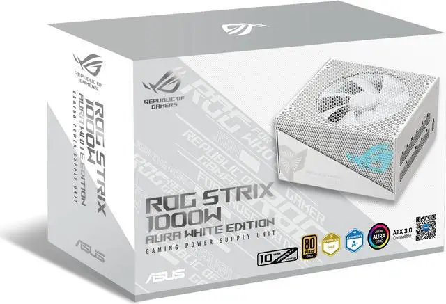 Alt view image 12 of 12 - ASUS ROG Strix 1000W Gold Aura White Edition (Fully Modular Power Supply, 80+ Gold Certified, ATX 3.0, Cybenetics Lambda A+ Certification , PCIe Gen 5.0 Ready, Aura Sync, 10-Year Warranty)