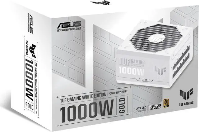 Alt view image 13 of 14 - ASUS TUF Gaming 1000W 80+ Gold White Edition (1000 Watt, Fully Modular Power Supply, 80+ Gold Certified, Military-grade Components, Dual Ball Bearing, Axial-tech Fan, PCB Coating)
