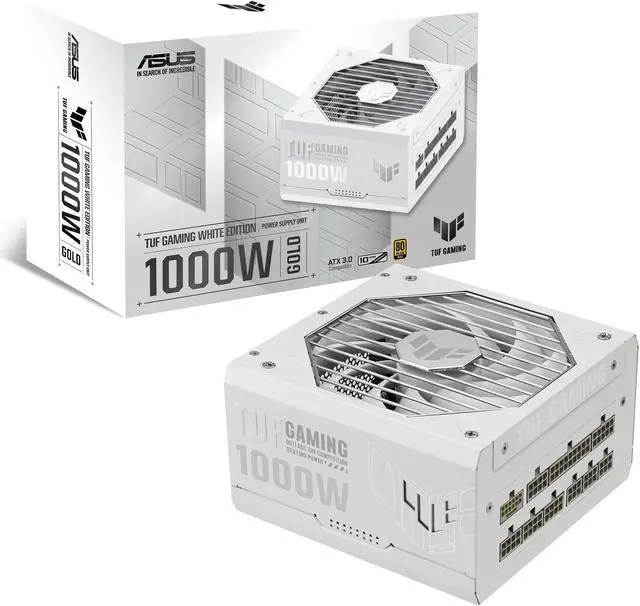 Alt view image 14 of 14 - ASUS TUF Gaming 1000W 80+ Gold White Edition (1000 Watt, Fully Modular Power Supply, 80+ Gold Certified, Military-grade Components, Dual Ball Bearing, Axial-tech Fan, PCB Coating)