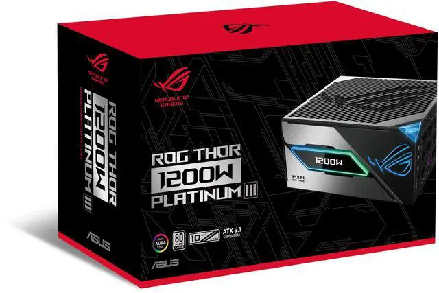Alt view image 12 of 12 - ASUS ROG Thor 1200W Platinum III PSU (80 PLUS Platinum Certified, ATX 3.1, GaN MOSFET, GPU-First Intelligent Voltage Stabilizer, Magnetic OLED Display, Turbo Mode, 10-Year Warranty)