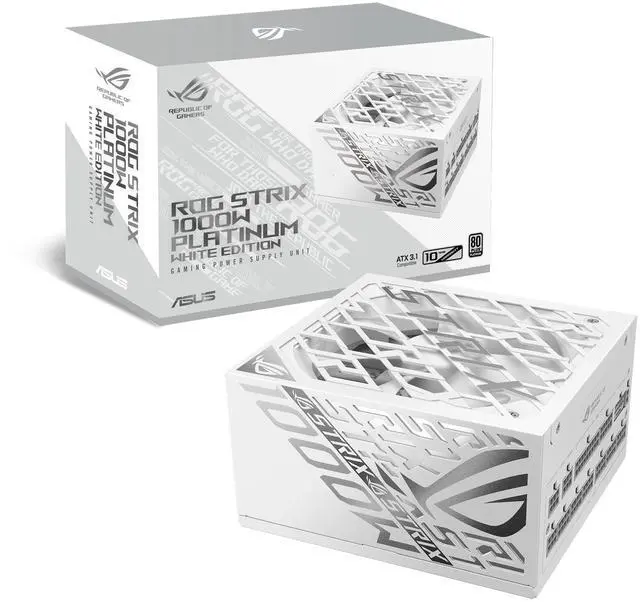 Main image of ASUS ROG Strix 1000W Platinum White Edition (Fully Modular Power Supply, 80 PLUS Platinum Certified, ATX 3.1, GaN MOSFET, “GPU-FIRST” Patented-Intelligent Voltage Stabilizer, 10-Year Warranty)