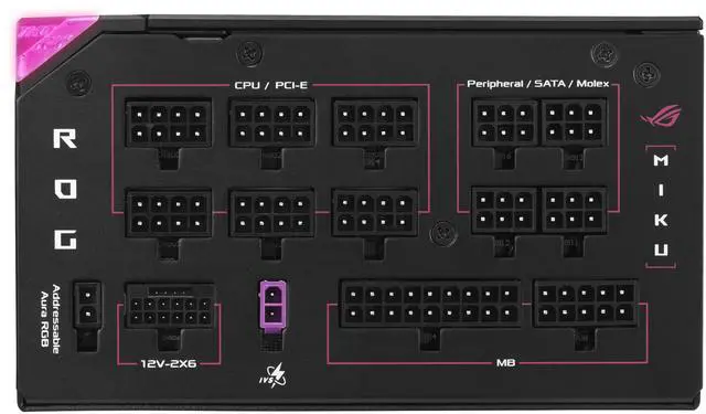 Alt view image 11 of 13 - ASUS ROG Thor 1200W Platinum III Hatsune Miku Edition (80 PLUS Platinum Certified, ATX 3.1, GaN MOSFET, GPU-First Intelligent Voltage Stabilizer, Magnetic OLED Display, Turbo Mode, 10-Year Warranty)