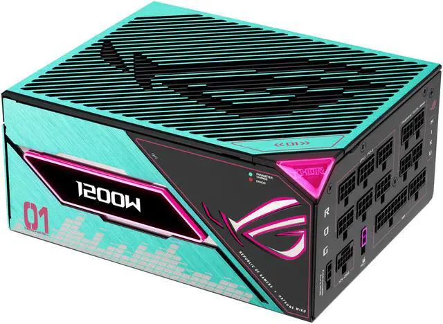 Alt view image 2 of 13 - ASUS ROG Thor 1200W Platinum III Hatsune Miku Edition (80 PLUS Platinum Certified, ATX 3.1, GaN MOSFET, GPU-First Intelligent Voltage Stabilizer, Magnetic OLED Display, Turbo Mode, 10-Year Warranty)