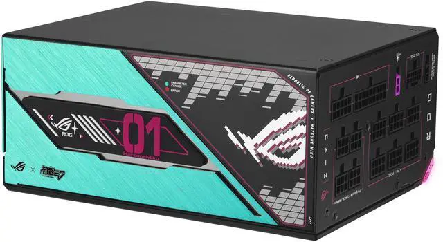 Alt view image 5 of 13 - ASUS ROG Thor 1200W Platinum III Hatsune Miku Edition (80 PLUS Platinum Certified, ATX 3.1, GaN MOSFET, GPU-First Intelligent Voltage Stabilizer, Magnetic OLED Display, Turbo Mode, 10-Year Warranty)