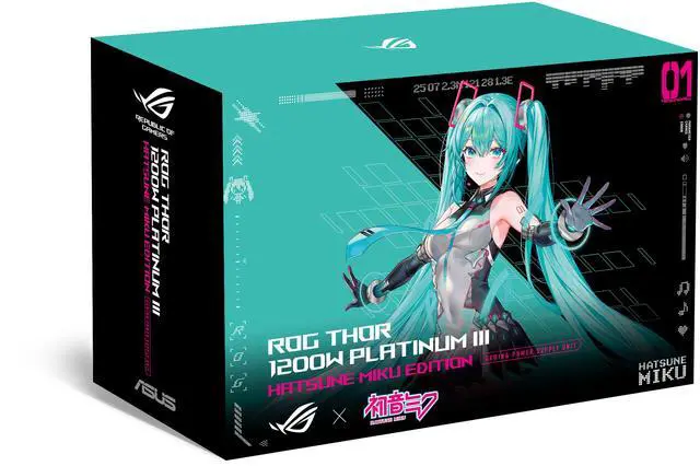 Alt view image 12 of 13 - ASUS ROG Thor 1200W Platinum III Hatsune Miku Edition (80 PLUS Platinum Certified, ATX 3.1, GaN MOSFET, GPU-First Intelligent Voltage Stabilizer, Magnetic OLED Display, Turbo Mode, 10-Year Warranty)