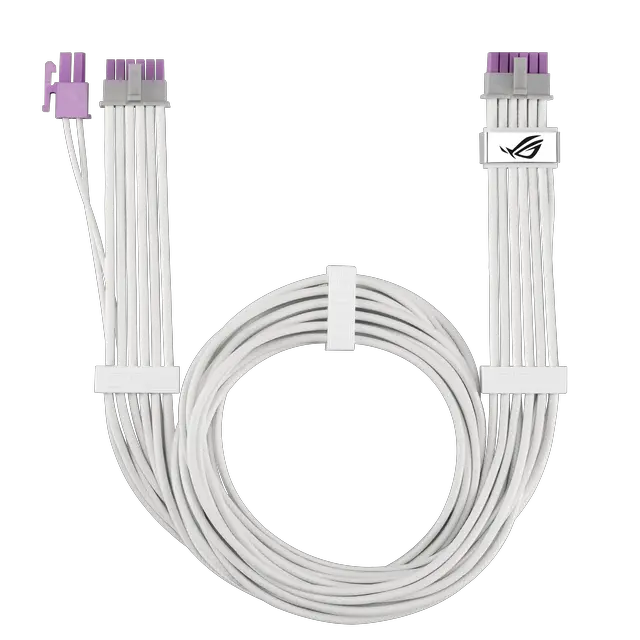 Alt view image 2 of 16 - ASUS ROG Equalizer White Edition 12V-2x6 PCIe Cable (ATX 3.1 & PCIe 5.1, Load Balance PSU-to-ROG Equalizer Power, Reduction of Current Variation, Enhanced Graphics Card Protection), 3 Year Warranty