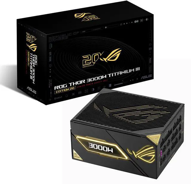 Alt view image 20 of 20 - ASUS ROG Thor 3000W Titanium III Edition 20 (80 PLUS Titanium, Fully Modular ATX, ATX 3.1, PCIe 5.1, ROG Equalizer 12V-2x6 GPU Cable, GaN MOSFET, Patented GPU-First Intelligent Voltage Stabilizer)