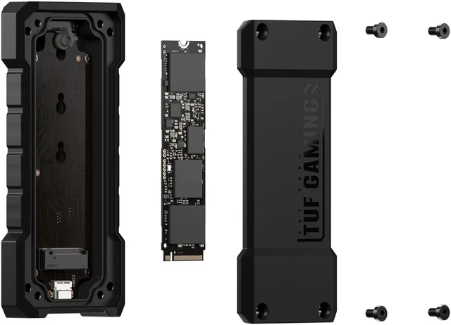 Alt view image 16 of 16 - ASUS TUF Gaming A2- USB-C 3.2 Gen 2x2 Portable SSD Enclosure, Dual M.2 NVMe PCIe and SATA, MIL-STD-810H Drop Resistance, IP68 Water and dust Resistance, Aluminum Alloy Chassis and a Thermal pad