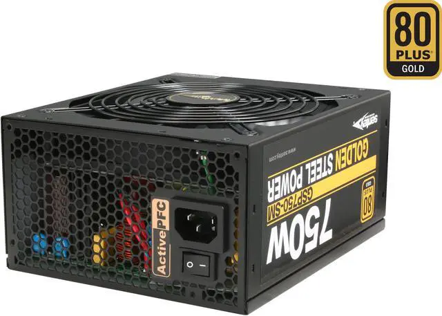 Main image of Sentey Golden Steel Power GSP750-SM 750 W ATX 12V v2.2 & EPS 12V v 2.91 SLI Ready CrossFire Ready 80 PLUS GOLD Certified Modular Active PFC Power Supply