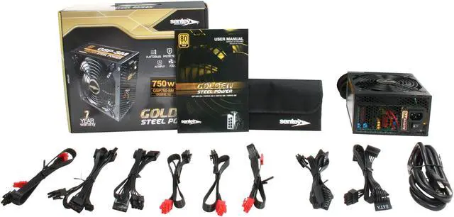 Alt view image 7 of 7 - Sentey Golden Steel Power GSP750-SM 750 W ATX 12V v2.2 & EPS 12V v 2.91 SLI Ready CrossFire Ready 80 PLUS GOLD Certified Modular Active PFC Power Supply