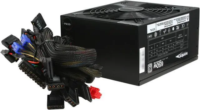Alt view image 4 of 7 - Sentey Solid Power SDP650-SS 650 W ATX 12V v2.2 & EPS 12V v 2.91 80 PLUS Certified Active PFC Power Supply
