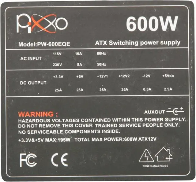 Alt view image 5 of 7 - Pixxo PW-600EQE 600 W Power Supply W/ 110V US Type Power Cord