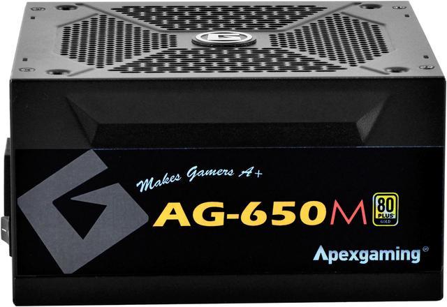 APEXGAMING AG Series Gaming Power Supply (AG-650M), 650W 80 Plus Gold  Certified, Fully Modular, Active PFC, Continuous power 650W, Peak power  850W, 10 