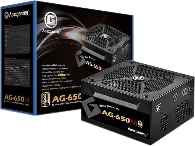 Alt view image 7 of 7 - APEXGAMING AG Series Gaming Power Supply (AG-650M), 650W 80 Plus Gold Certified, Fully Modular, Active PFC, Continuous power 650W, Peak power 850W, 10 Year Warranty