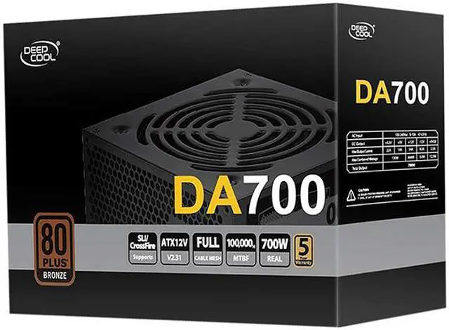 Alt view image 7 of 7 - Deepcool DA700 DP-BZ-DA700N 700 W ATX 12V V2.4 SLI CrossFire 80 PLUS BRONZE Certified Non-Modular Active PFC Power Supply