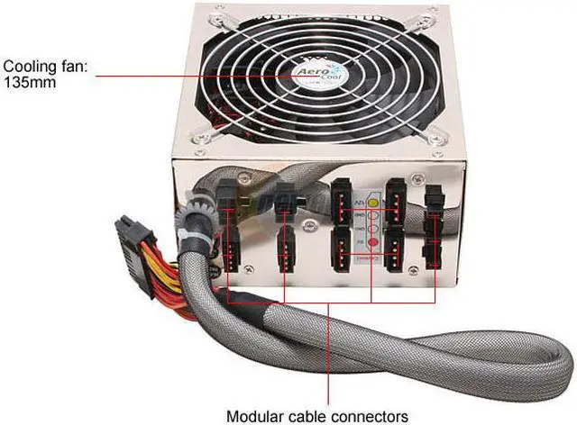 Alt view image 2 of 6 - AeroCool ZERODBA ZERODBA-S500 500 W ATX12V / EPS12V SLI Certified CrossFire Ready Modular Power Supply