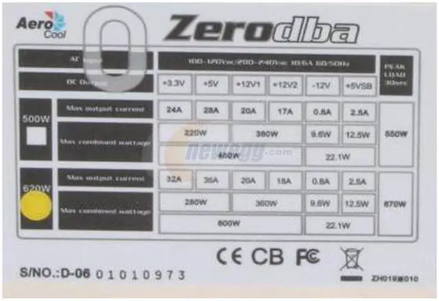 Alt view image 4 of 7 - AeroCool ZERODBA S620 620 W ATX12V / EPS12V SLI Certified CrossFire Ready Modular Power Supply