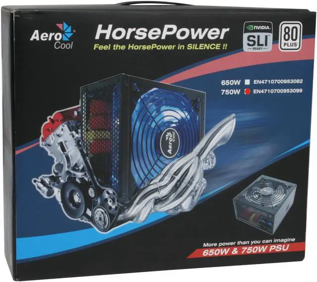 Alt view image 12 of 12 - AeroCool HorsePower 750 W ATX12V V2.2 / EPS12V V2.91 SLI Certified CrossFire Ready 80 PLUS Certified Modular Active PFC Modular LED SLI Power Supply